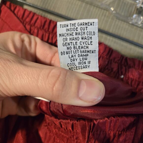 Vintage 2X Premium 100% Silk Red Pull On Pants/Trousers [0460] - Picture 9 of 10